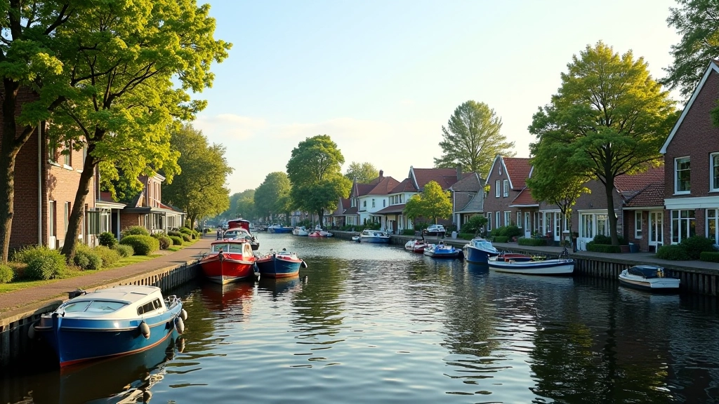 Dorpje langs de Maas met karakteristieke huisjes en kleine haven