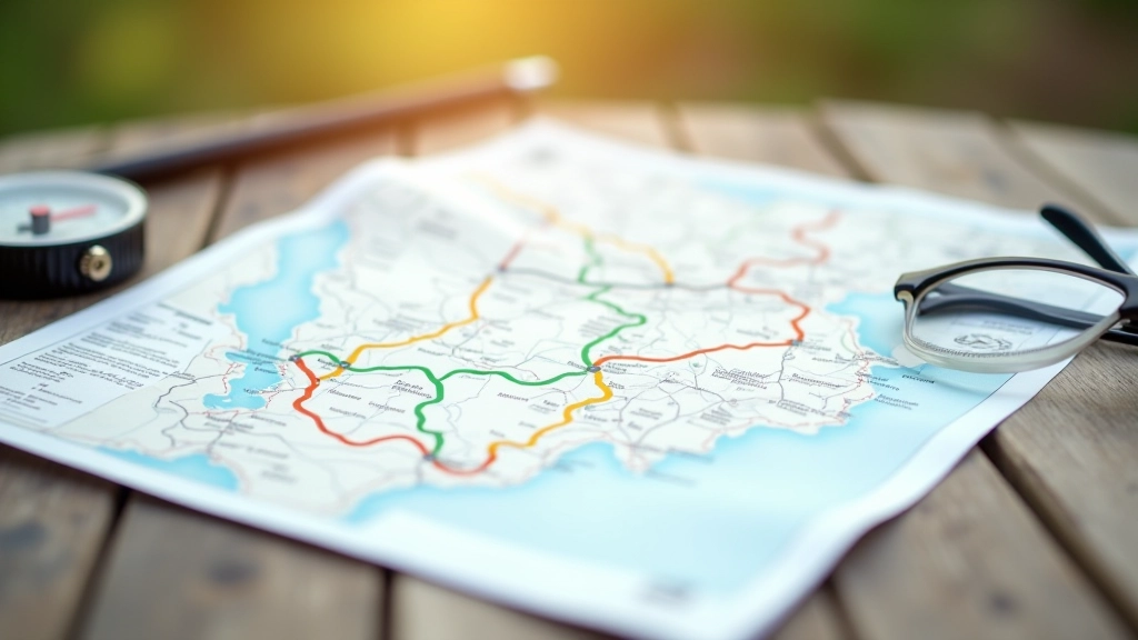 Kaart met gekleurde fietsroutes